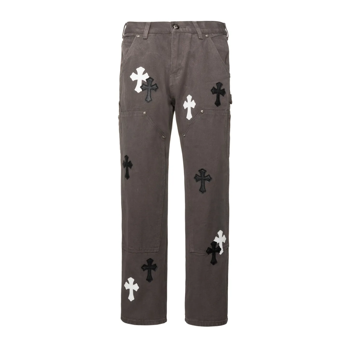 P250 Chrome Hearts Matty Boy Sex Records Patchwork leather workwear high street jeans It is well known that chromehearts jeans use vintage Levis jeans as the base for their creations. They usually add their own unique silver buckles and silver ornaments, plus patchwork embellishments. This is what doubles the value of these vintage jeans. Because the base is vintage jeans, the jeans themselves have become very soft and comfortable after years of baptism. This can be distinguished from ordinary jeans. Regarding the size, you should also refer to the pants data. Style number: 1636# Color: Gray Size: 28 30 32 34 36